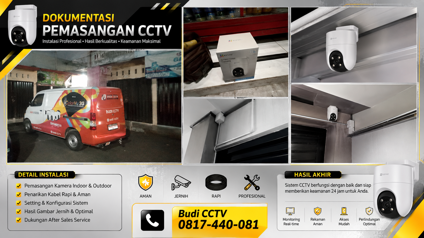 Instalasi CCTV Ezviz, Solusi Cegah Risiko Usaha Tegal