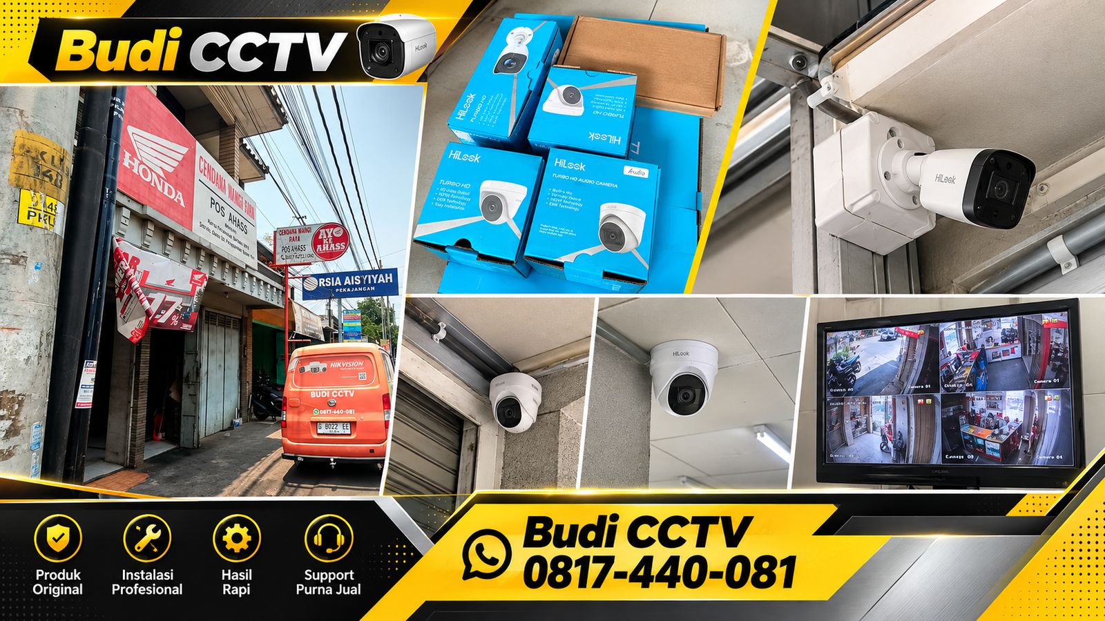 Instalasi CCTV Hilook di Tegal untuk Bengkel Motor dengan Perlindungan Akses