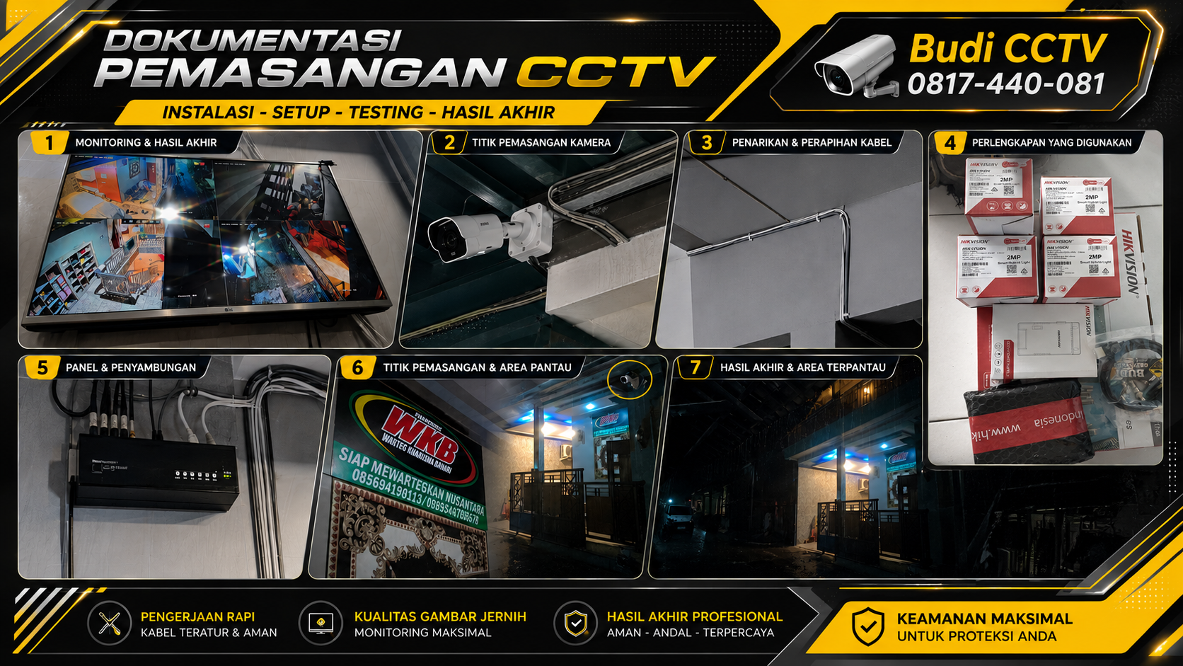Gambar: Instalasi CCTV Hikvision Smart Hybrid Light ColorVu 8 Channel 2MP di Warung Makan Wareg Kharisma Bahari Tegal