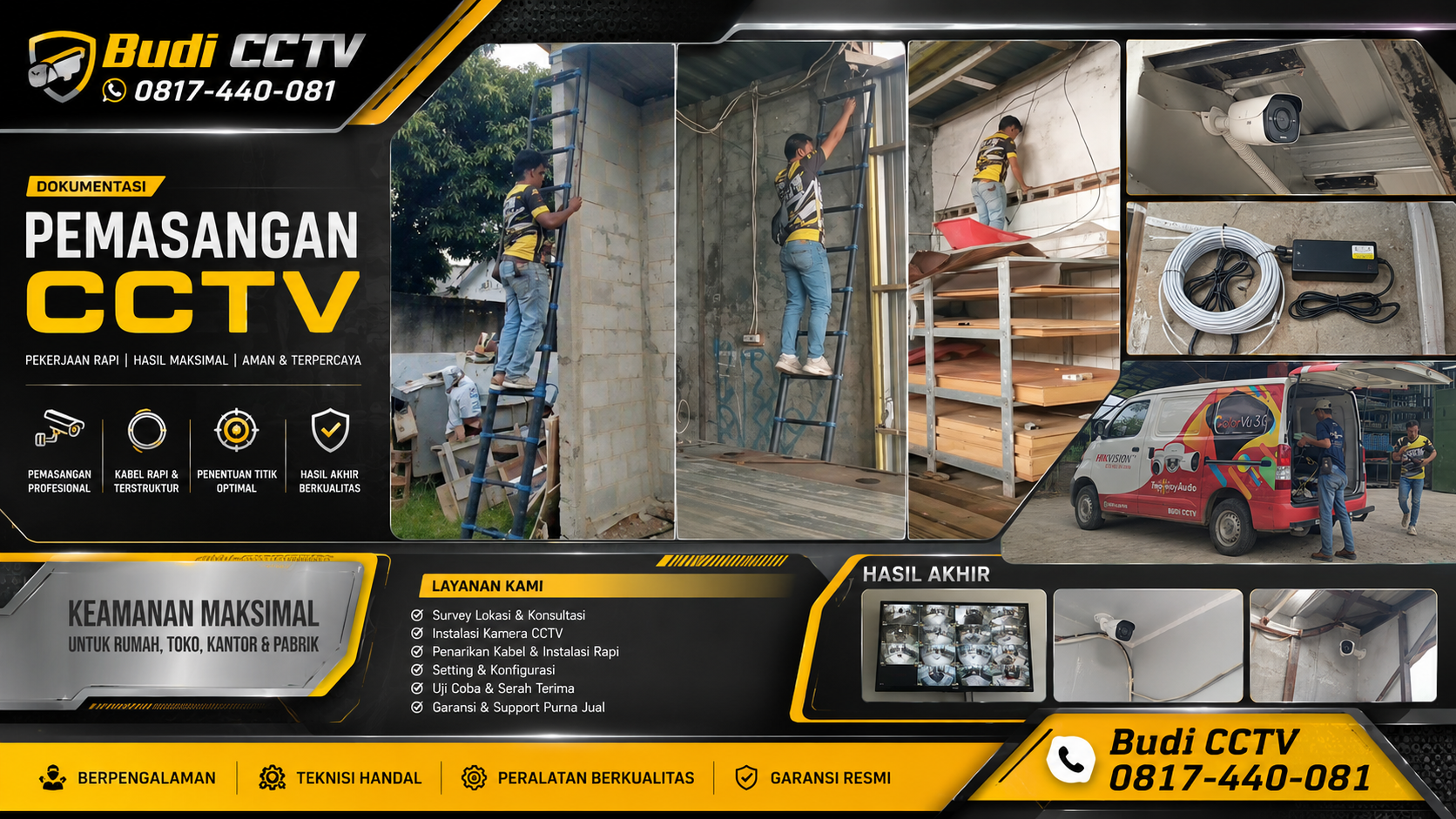 Instalasi CCTV di Brebes untuk Toko Besi dengan Hikvision Smart Hybrid Light ColorVu