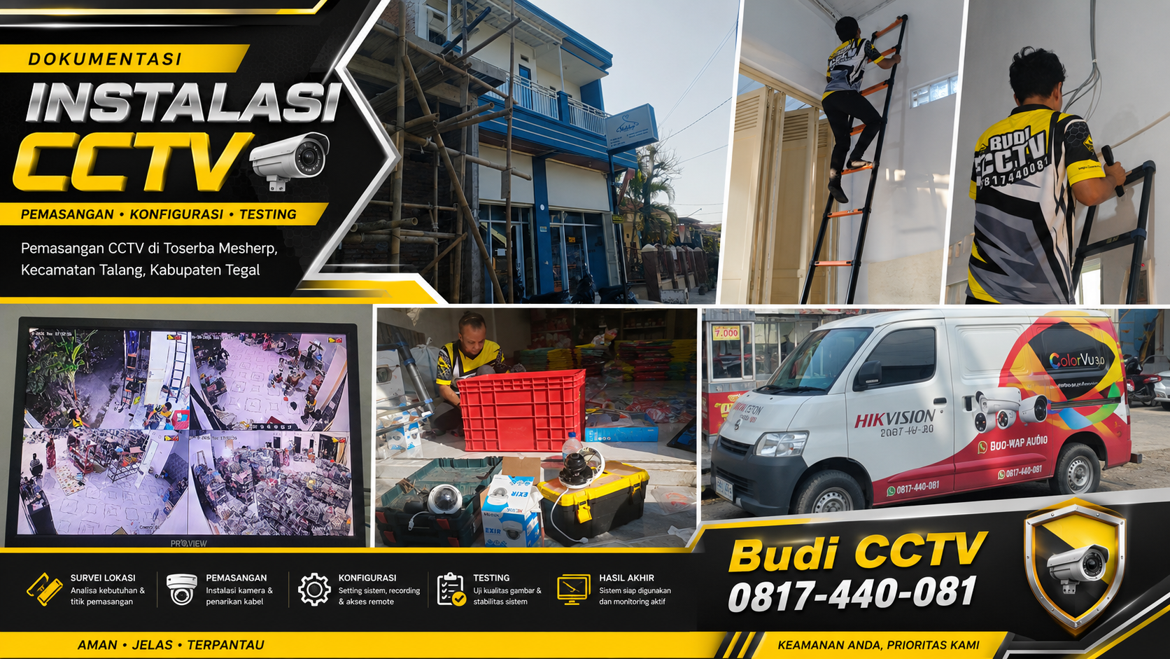 Toko Melshop Tegal Pasang CCTV HiLook IP Camera, Dibekali Edukasi Penggunaan