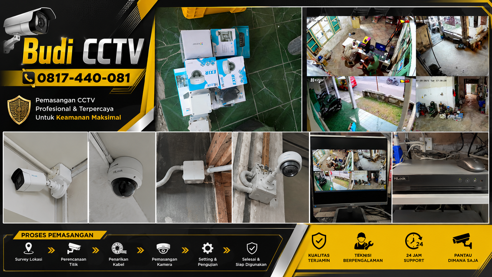 Instalasi CCTV HiLook Tegal, Penataan Kabel Rapi &amp; Aman